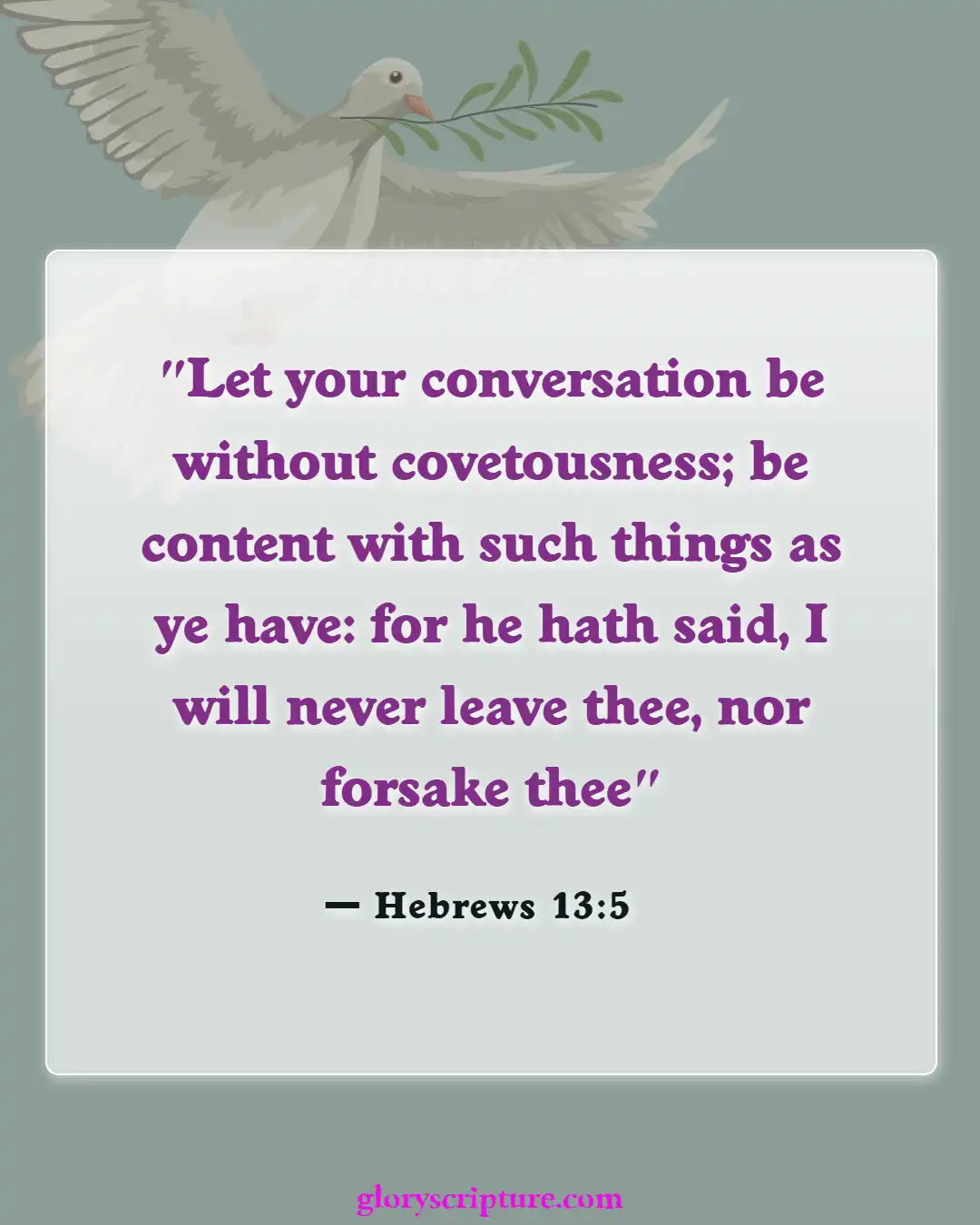 Bible Verses About Overcoming Greed (Hebrews 13:5)