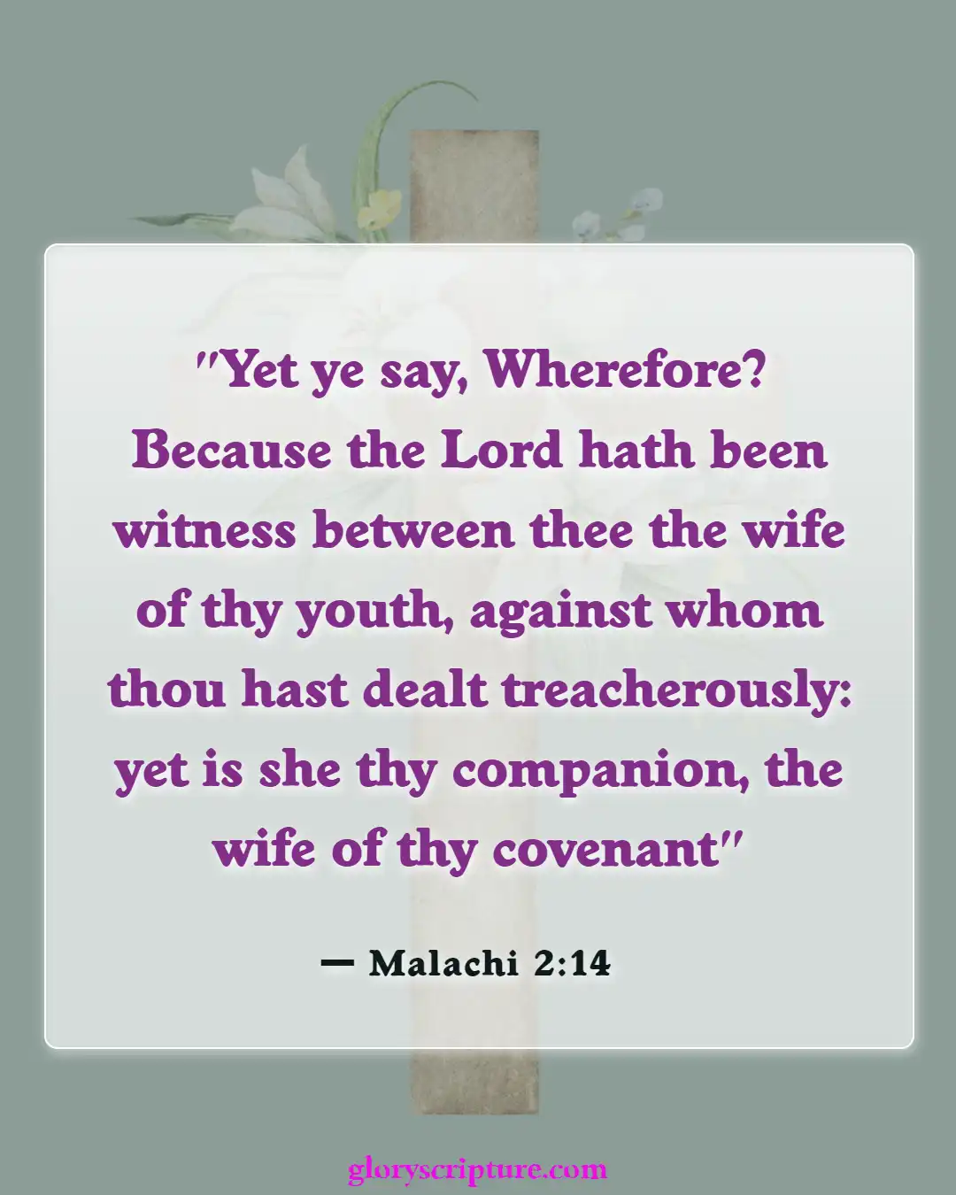 Bible Verses About Marriage Between Man And Woman, (Malachi 2:14)