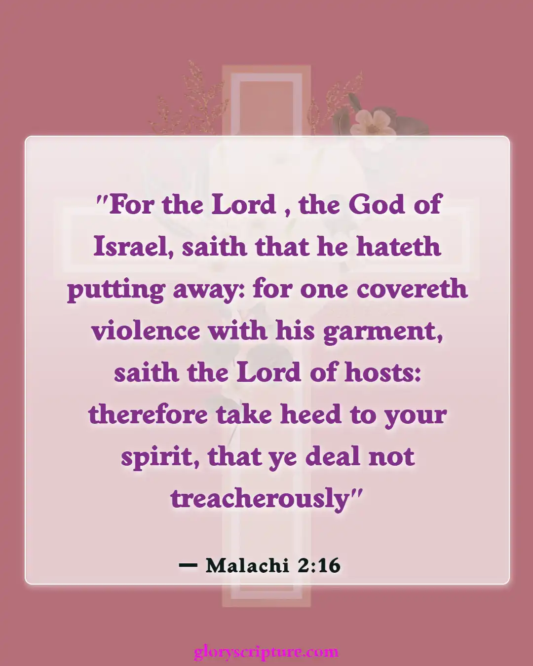Bible verses About Divorce And Adultery (Malachi 2:16)