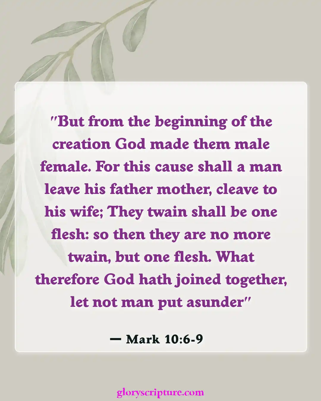 Bible Verses About Marriage Between Man And Woman, (Mark 10:6-9)