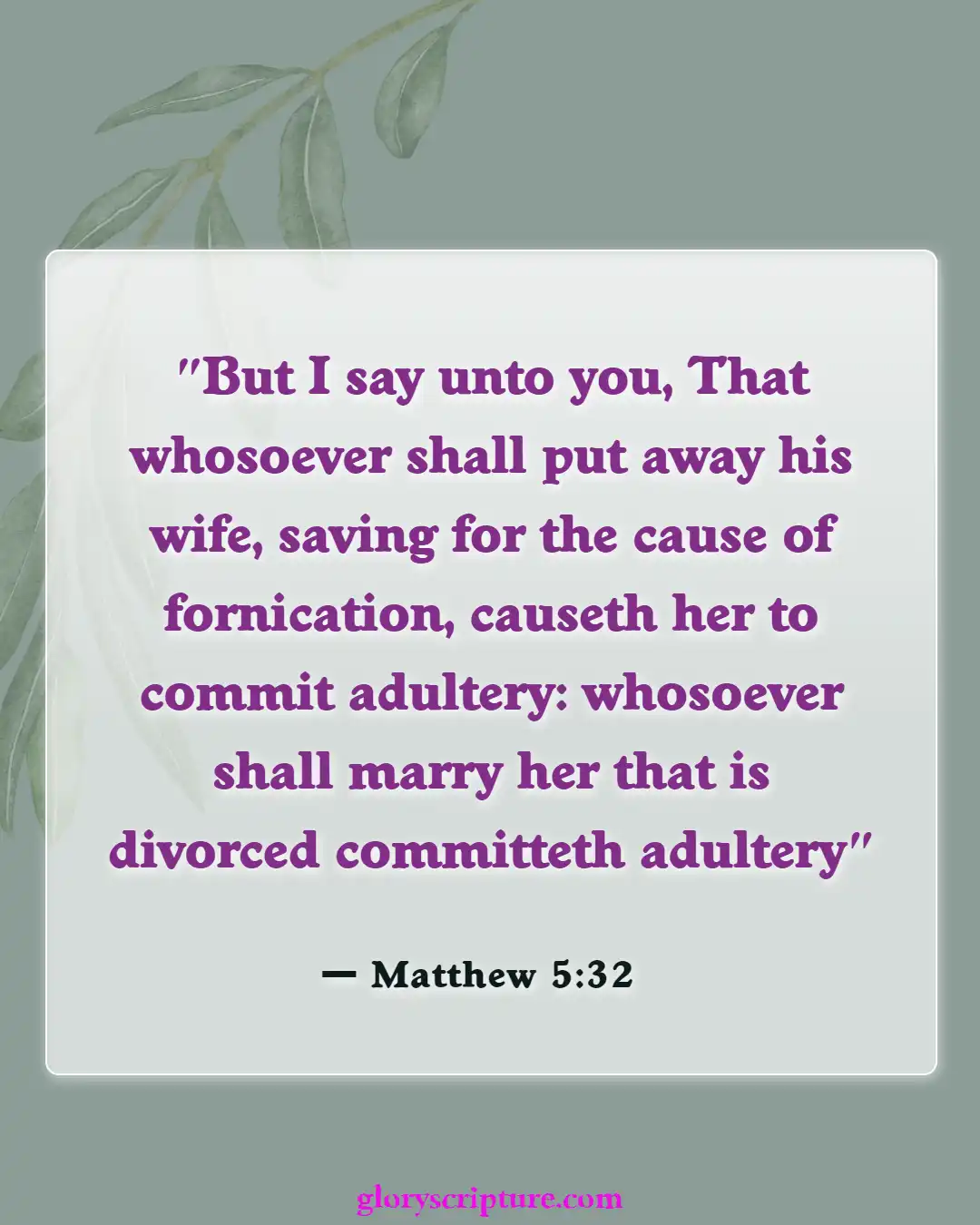 Bible verses About Divorce And Adultery (Matthew 5:32)