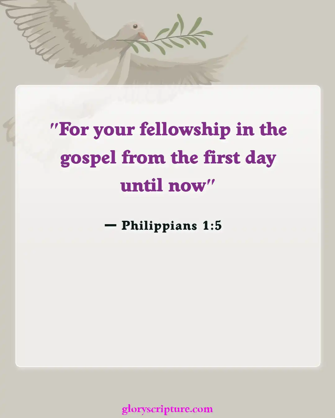 Bible verses About Encouraging One Another (Philippians 1:5)