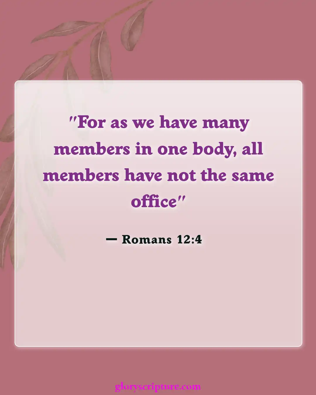 Bible Verses About Body Of Christ (Romans 12:4)